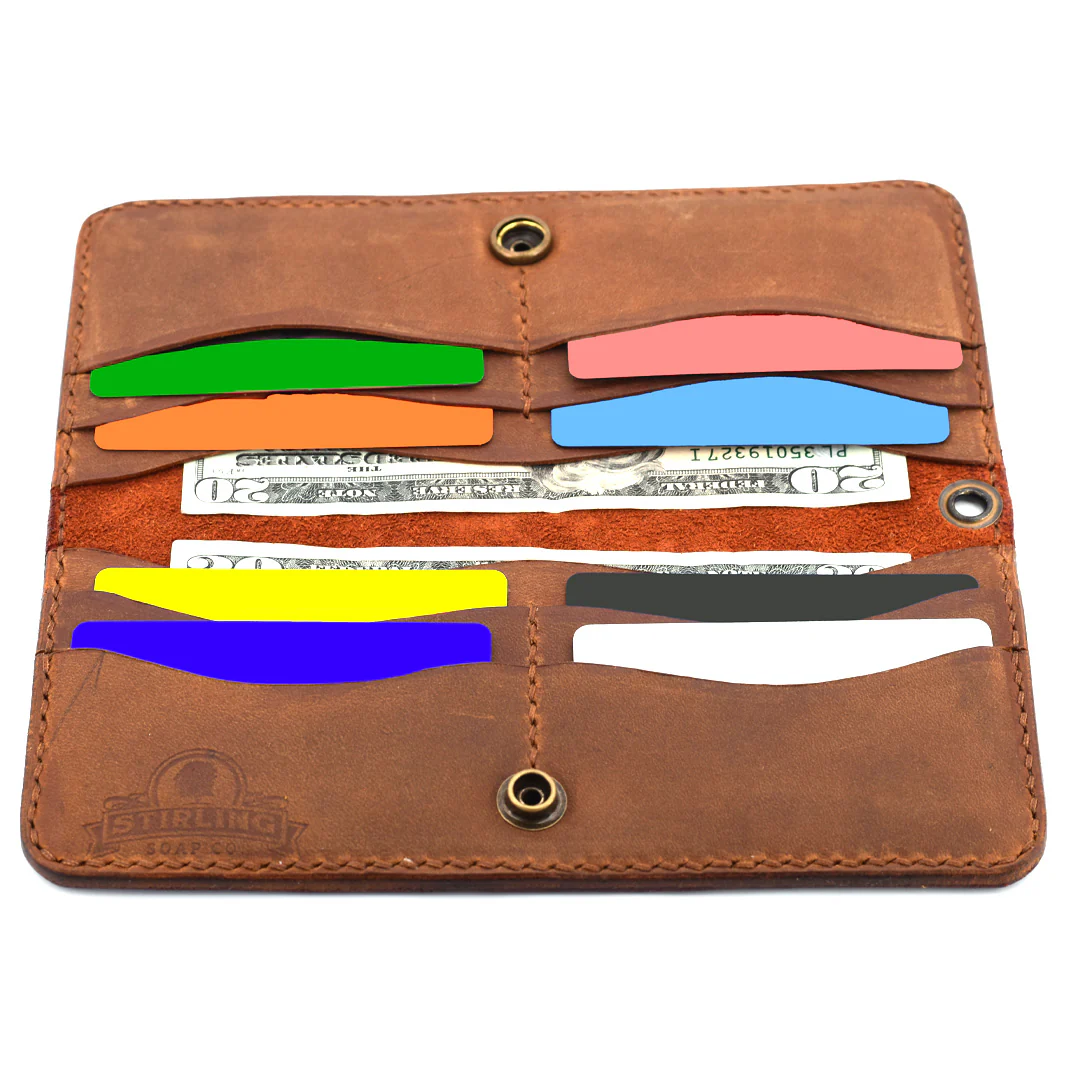 Long Leather Wallet w/ Chain (Brass & Brown) - Image 3